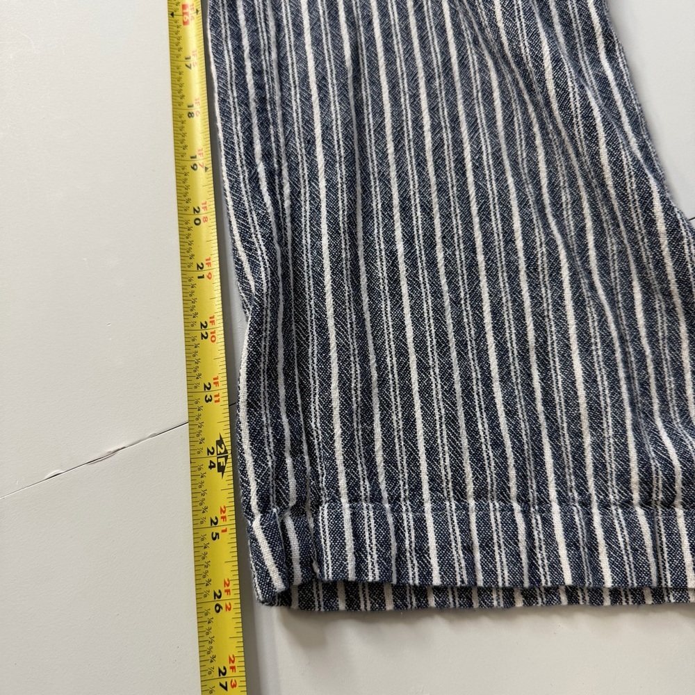 Old Navy blue white striped linen blend pants size medium drawstring wide leg - Picture 12 of 15